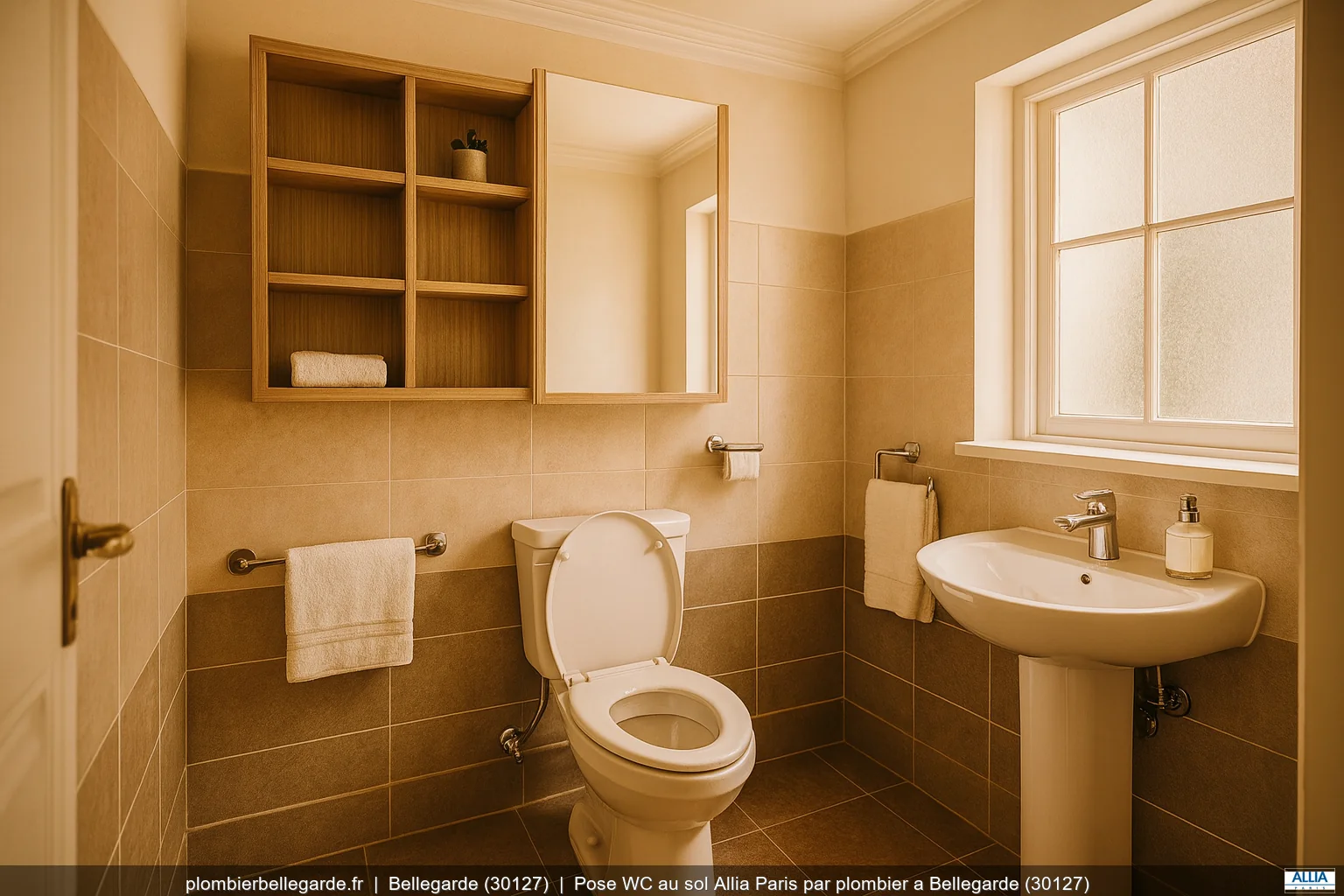 Pose WC au sol Allia Paris par plombier a Bellegarde (30127)