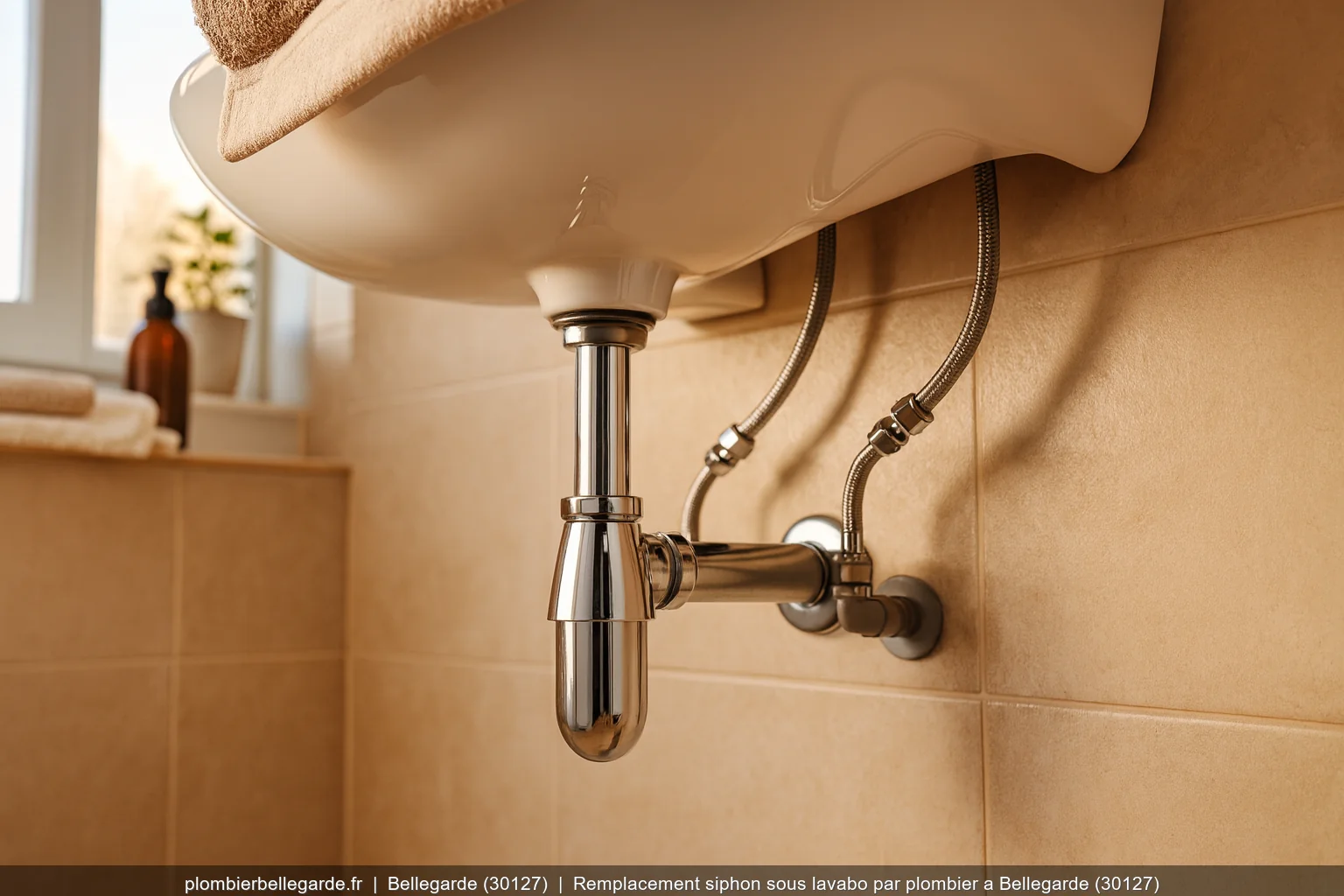 Remplacement siphon sous lavabo par plombier a Bellegarde (30127)